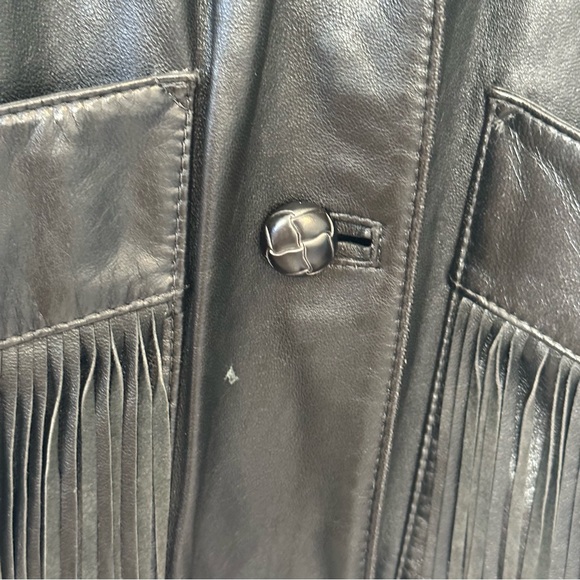 VINTAGE GERUNIMU LEATHER NATIVE INDIAN CHIEF FRINGE BLAZER JACKET SZ S, Mexico - Picture 5 of 12